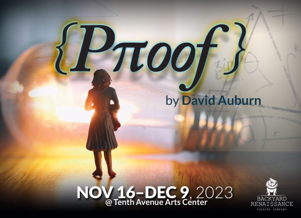 Proof by David Auburn event banner on nov16-dec 9 2023.